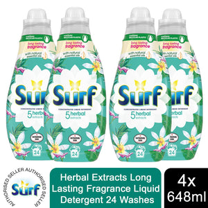 4x or 8x (96W or 192W) Surf Long Lasting Fragrance Liquid Detergent 24W, 648ml