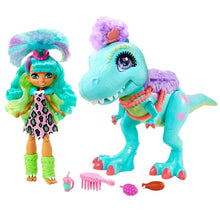 Load image into Gallery viewer, Cave Club Rockelle Doll and Tyrasaurus Dinosaur Figure