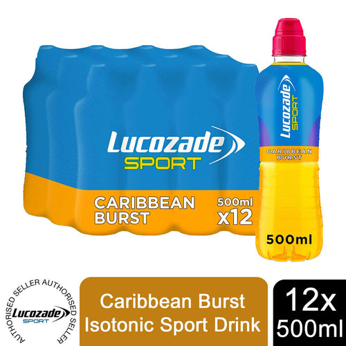 12 Pack of Lucozade Sport Caribbean Burst Sports Drink, 500ml