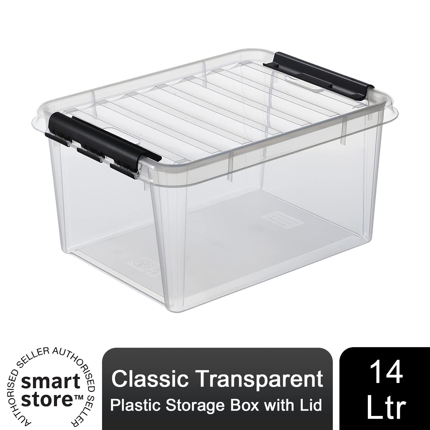 Transparent Storage Smartstore 15 Classic Transparent Plastic Storage Box with Lid, 14 Lit ...