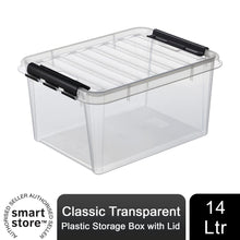 Load image into Gallery viewer, Smartstore 15 Classic Transparent Plastic Storage Box with Lid, 14 Litre