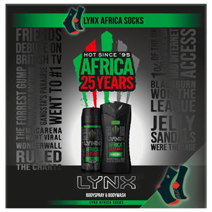 Lynx Africa Gift Set, Present For Brothers, Boys & Teens, Duo Deodorant & Socks
