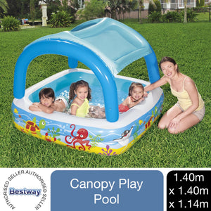 Bestway 140 x 140 x 114 cm Canopy Inflatable Ocean Design Kids Paddling Pool,1pk