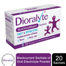 Load image into Gallery viewer, Dioralyte Rehydration Supplement Fast &amp; Effective 20x24g Blackcurrant Sachets