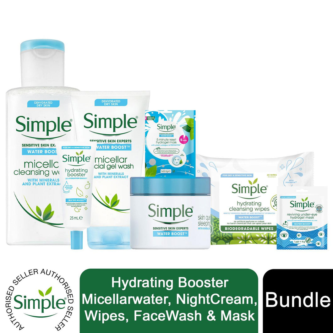 Simple Hydrating Booster Bundle Micellarwater NightCream Wipes
