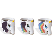 Load image into Gallery viewer, Adorable Magically Colour Changing Unicorn 3D Face &amp; Horn Shaped Mug - 300 ml