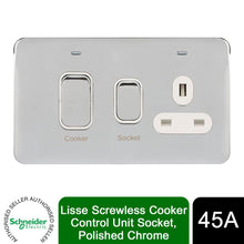 Load image into Gallery viewer, Schneider Electric Lisse Screwless Cooker Control Unit 1 Socket -Polished Chrome