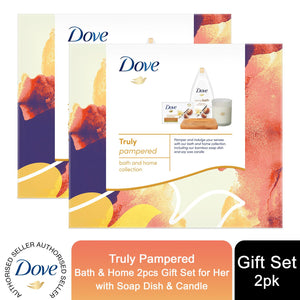 Dove Truly Pampered Bath & Home 2pcs Gift Set For Her with Soap Dish & Candle