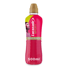 Load image into Gallery viewer, 12 Pack of Lucozade Fruit Punch Apple &amp; Raspberry Sports Drink, 500ml