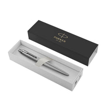 Load image into Gallery viewer, Parker Jotter Ballpoint Pen Monochrome Stainless Medium Nib Blue Ink XL Gift Box