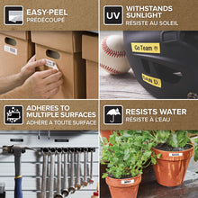 Load image into Gallery viewer, DYMO Nylon Labels Self adhesive D1 Flexible 12mm x 5.5m Black Print on White