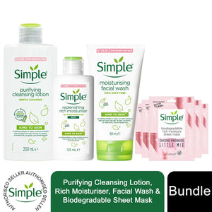Simple Kind to Skin bundle of Rich Moisturiser, Cleansing Lotion & Face Wash