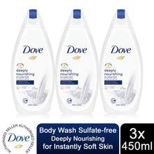 Load image into Gallery viewer, 3 Pack Dove Pro Age/Silk Glow/Shea Butter/Deeply Nourishing Body Wash, 450ml