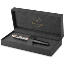 Load image into Gallery viewer, Parker Sonnet Rollerball Pen Metal Grey Satin Rose Gold  Fine Point Black Ink