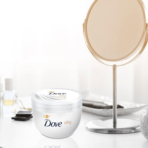 4pk of 300ml Dove Silky Nourishing Body Cream For Silky Pampering Skin