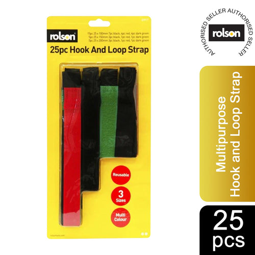Multipurpose Hook and Loop Securing Straps and Fastening Cable Ties, 25 Pc