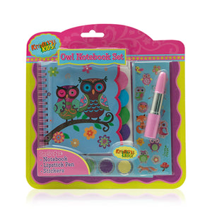 Kreative Kids Owl Notebook Set with Lipstick Pen, Art Tap & Memo Pad