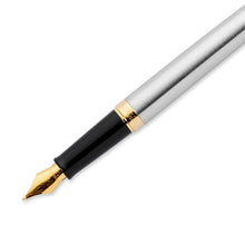 Load image into Gallery viewer, Waterman Hemisphere Fountain Pen StainlessSteel Gold Trim Black Ink Gift Box