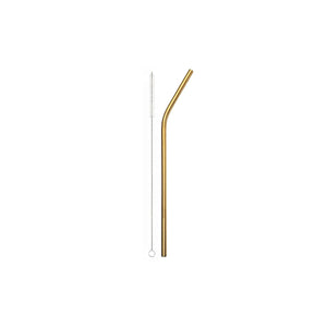 Stainless Steel Drinking Straws with Cleaning Brush Pack of 4, Gold