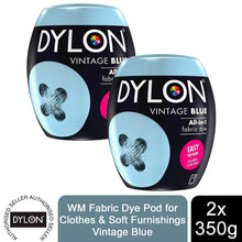 Load image into Gallery viewer, DYLON Washing Machine Fabric Dye Pod, Vintage Blue, 2 Packs of 350g