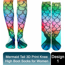 Load image into Gallery viewer, Mermaid Tail 3D Print Women Girl Knee High Boot Socks