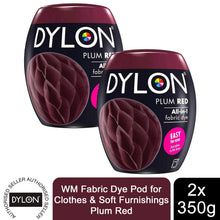 Load image into Gallery viewer, DYLON Washing Machine Fabric Dye Pod, Plum Red, 2 Packs of 350g
