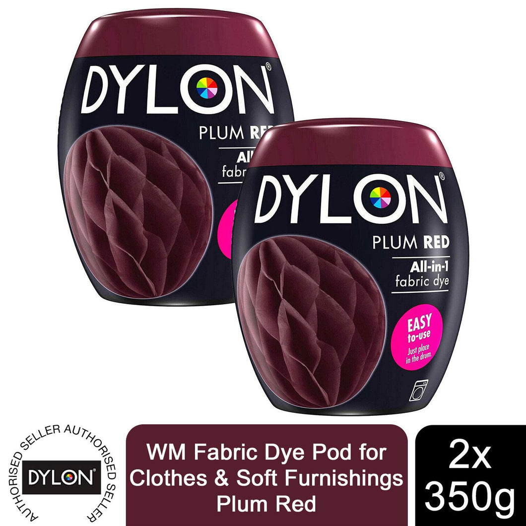 DYLON Washing Machine Fabric Dye Pod, Plum Red, 2 Packs of 350g