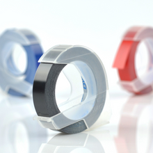 Load image into Gallery viewer, DYMO Vinyl Labels Embossing Tape Red Green or Blue 9mm x 3m Each 3 Rolls