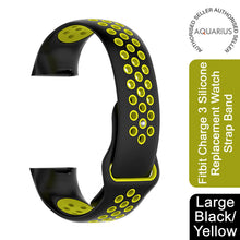 Load image into Gallery viewer, Aquarius Fitbit Charge 3Silicone Replacement Watch StrapBand-Large, Black/Yellow