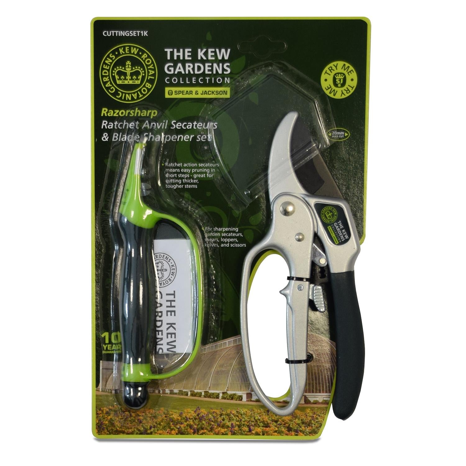 Spear & Jackson Gift Set Anvil Secateurs & Sharpener, Kew Gardens Tool ...