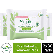 Load image into Gallery viewer, 3x of 30 Pads Simple Eye Make-Up Remover Eye Pads, Choose Your Fragrance