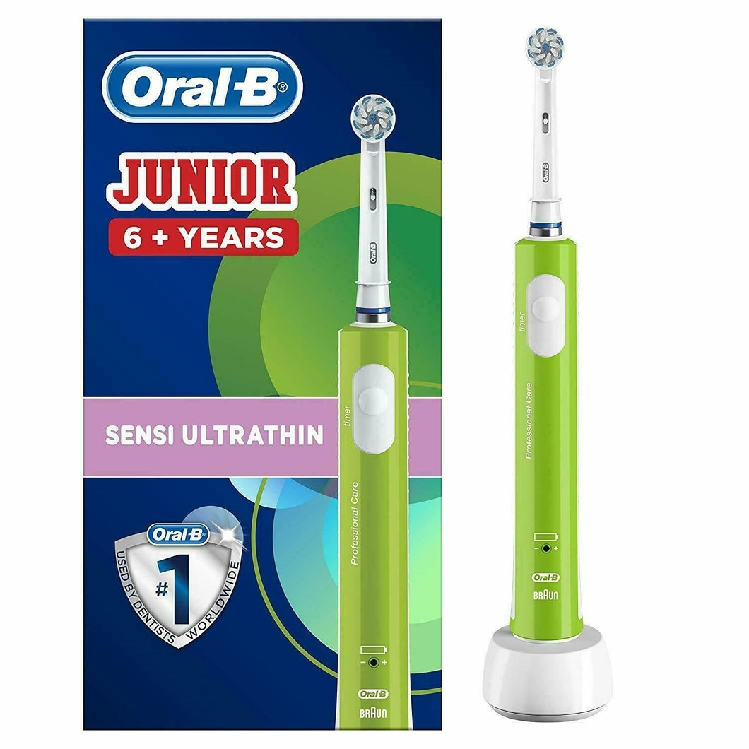 Oral-B Junior Kids Electric Toothbrush Rechargeable for Children Aged 6+ Green