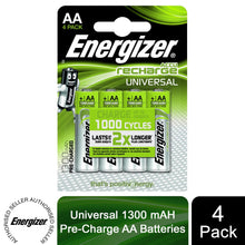 Load image into Gallery viewer, Energizer Universal Precharge 2x Longer Lasting Batteries  AA 4 Pack