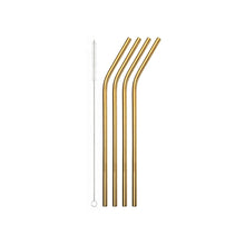 Load image into Gallery viewer, Stainless Steel Drinking Straws with Cleaning Brush Pack of 4, Gold