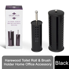 Load image into Gallery viewer, Harewood Toilet Roll and Toilet Brush Holder Home Office Accessory, Black