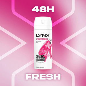 Lynx Attract for Her Duo Gift Set For Her, Body Spray 150ml & Bodywash 225ml