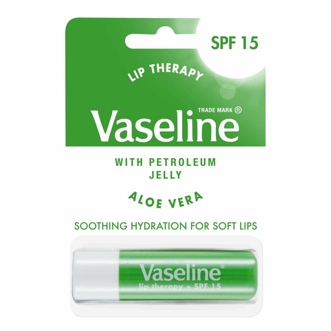 3x4g Vaseline Lip Therapy+SPF15 PetroleumJelly Stick - Aloe/Original/Cocoa/Rosy