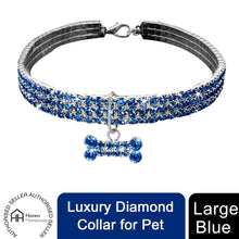 Load image into Gallery viewer, AQ Luxury Diamond Collar For Pets, Size Medium or Large, Blue, Red or White