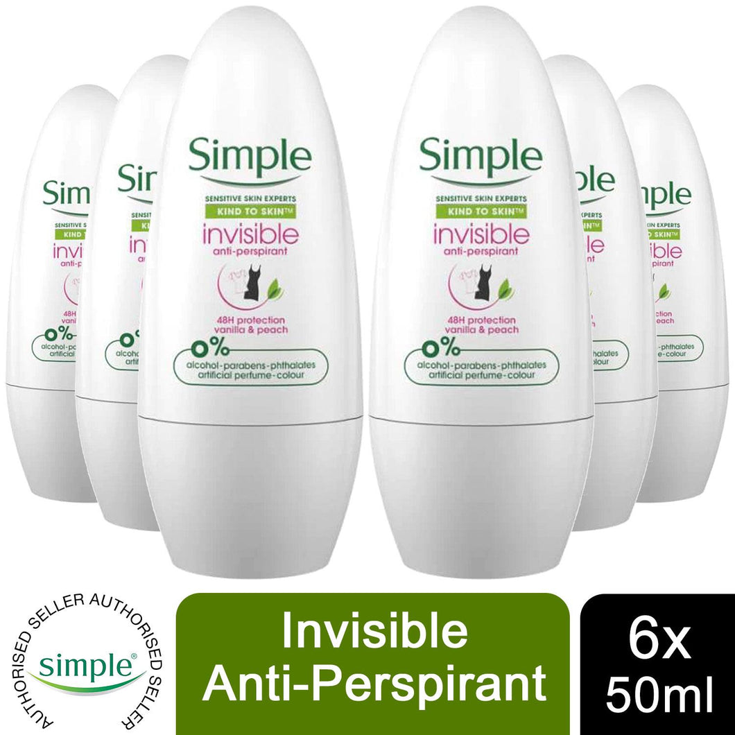 Simple Kind to Skin 48H Deodorant Roll-On Roll-on, Pack of 6