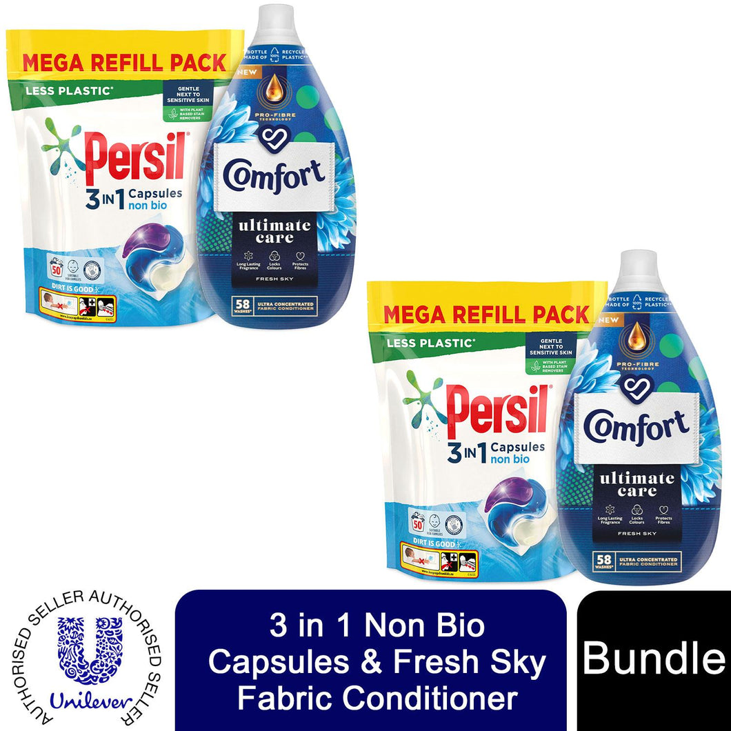 Laundry Bundle 2x50W Persil Non-Bio Capsules & 2x58W Comfort Fabric Conditioner