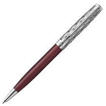 Load image into Gallery viewer, Parker Sonnet Ballpoint Pen Red Satin Finish Chrome Trim Medium Point Black Ink