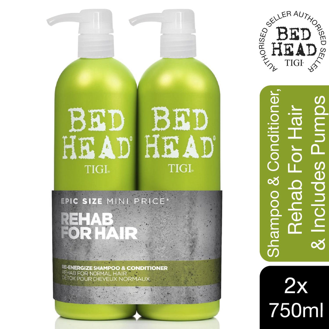 Bed Head by Tigi Urban Antidotes Re-Energise Daily Shampoo & Conditioner 2x750ml with pump, 1pk