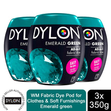 Load image into Gallery viewer, DYLON Washing Machine Fabric Dye Pod, Emerald Green, 3 Packs of 350g