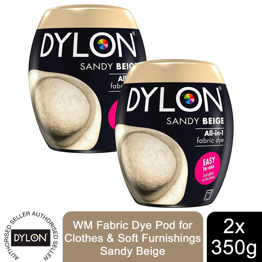 DYLON Washing Machine Fabric Dye Pod, Sandy Beige, 2 Packs of 350g
