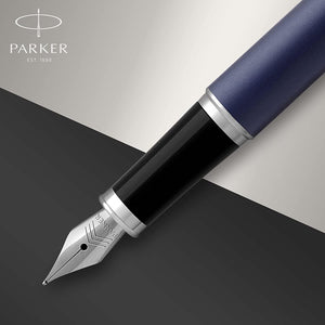 Parker IM Fountain Pen Matte Blue Medium Nib Blue Ink Gift Box