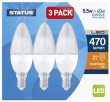 Load image into Gallery viewer, Status LED Edison Screw Cap Candle Bulbs 5.5W 470 Lumen 3Pk