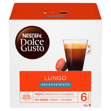 Load image into Gallery viewer, Nescafe Dolce Gusto Coffee Pods Caps Box of 16 Cafe Lungo Decaf