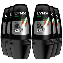 Load image into Gallery viewer, Lynx Africa 48-Hour Anti Sweat Faster Drying Anti Perspirant Roll-On, 6x50ml