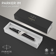 Load image into Gallery viewer, Parker IM Rollerball Pen Black Lacquer Fine Point Black Ink Gift Box