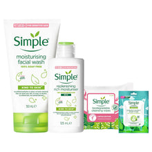 Load image into Gallery viewer, Simple Core Bundle of Polution mask, Bio wipes, Mouisurising wash &amp; Moisturiser